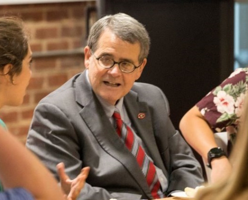 President Morehead with Students